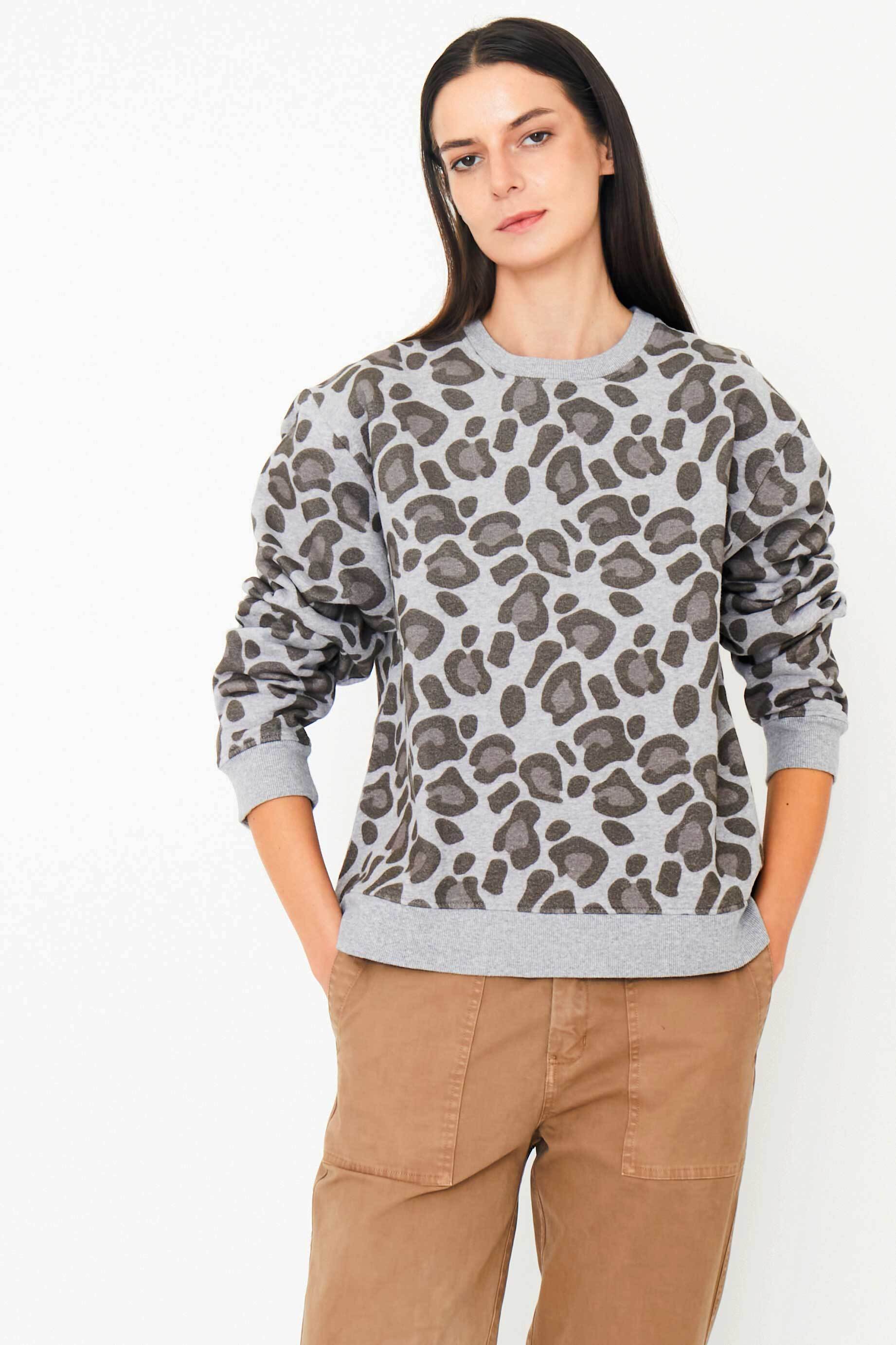 The Oversized All Over Heart Sweatshirt - Heather Grey Size Xs by KULE